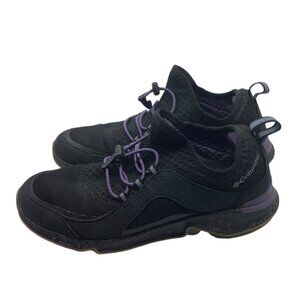 Columbia Vitesse Slip-On Waterproof Black Sneakers Women Size 6.5 Purple Accent